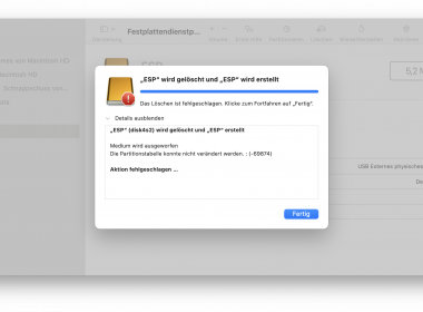 Fehler beim Formatieren eines USB-Sticks mit dem Mac